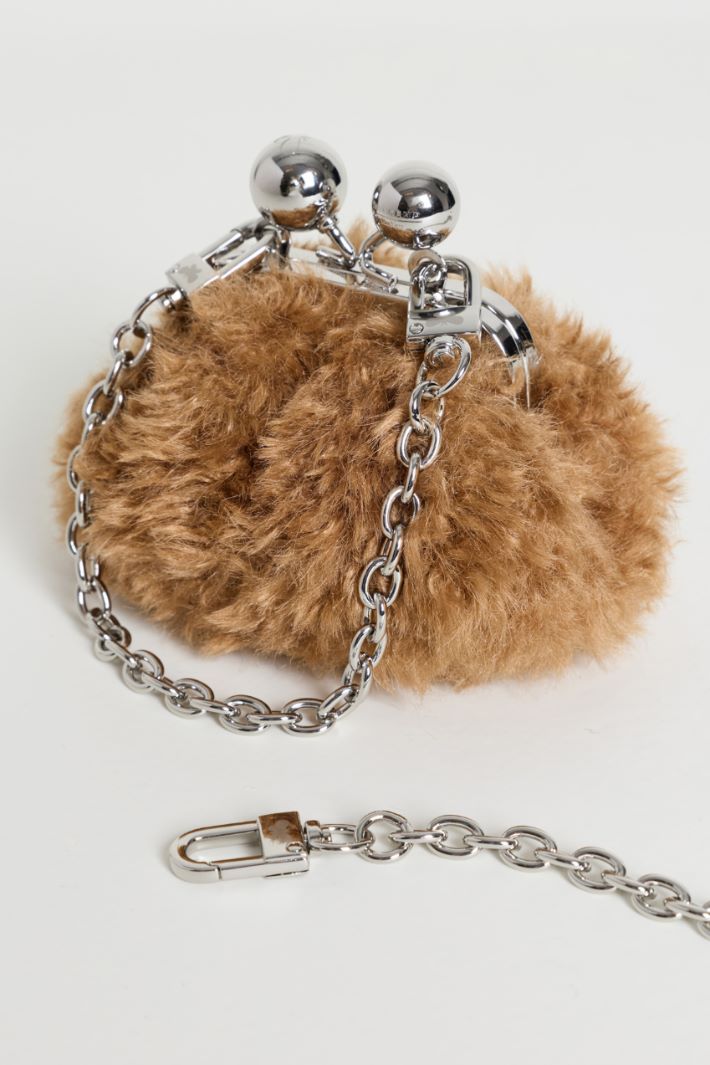 Cosy Fabric Clutch Bag - BROWN - Intrend - 2