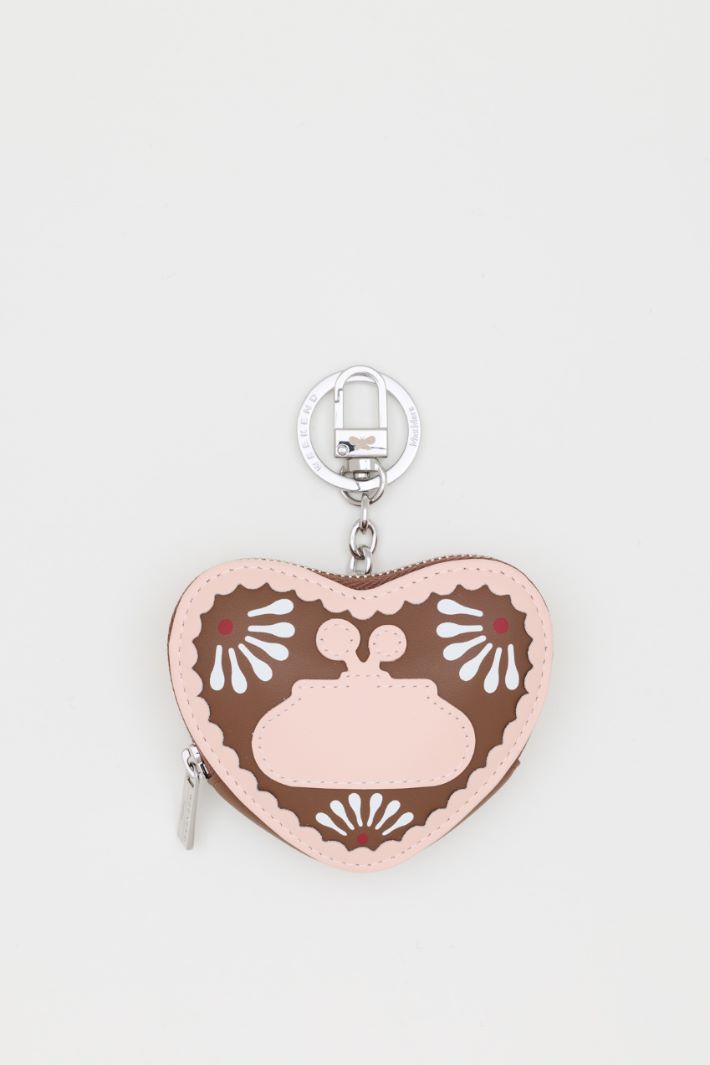 Leather Coin Purse - PINK BROWN - Intrend