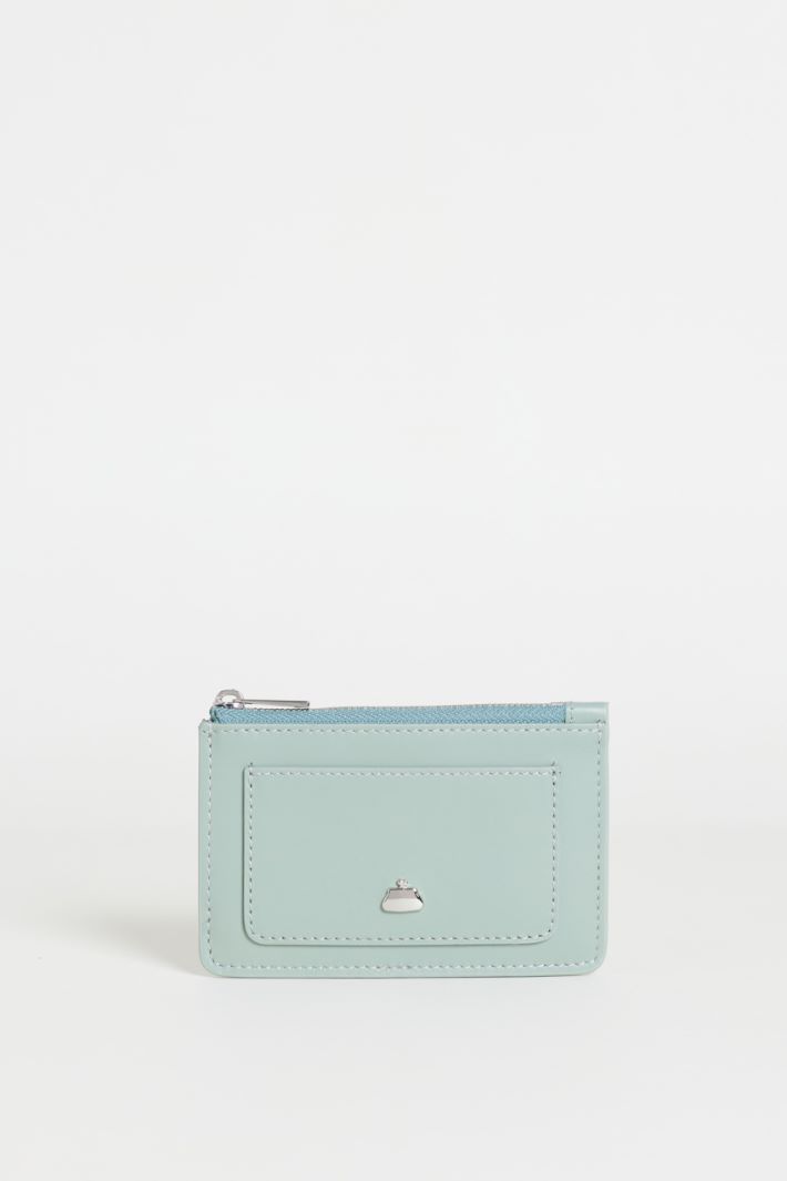 Leather card holder - LIGHT BLUE - Intrend