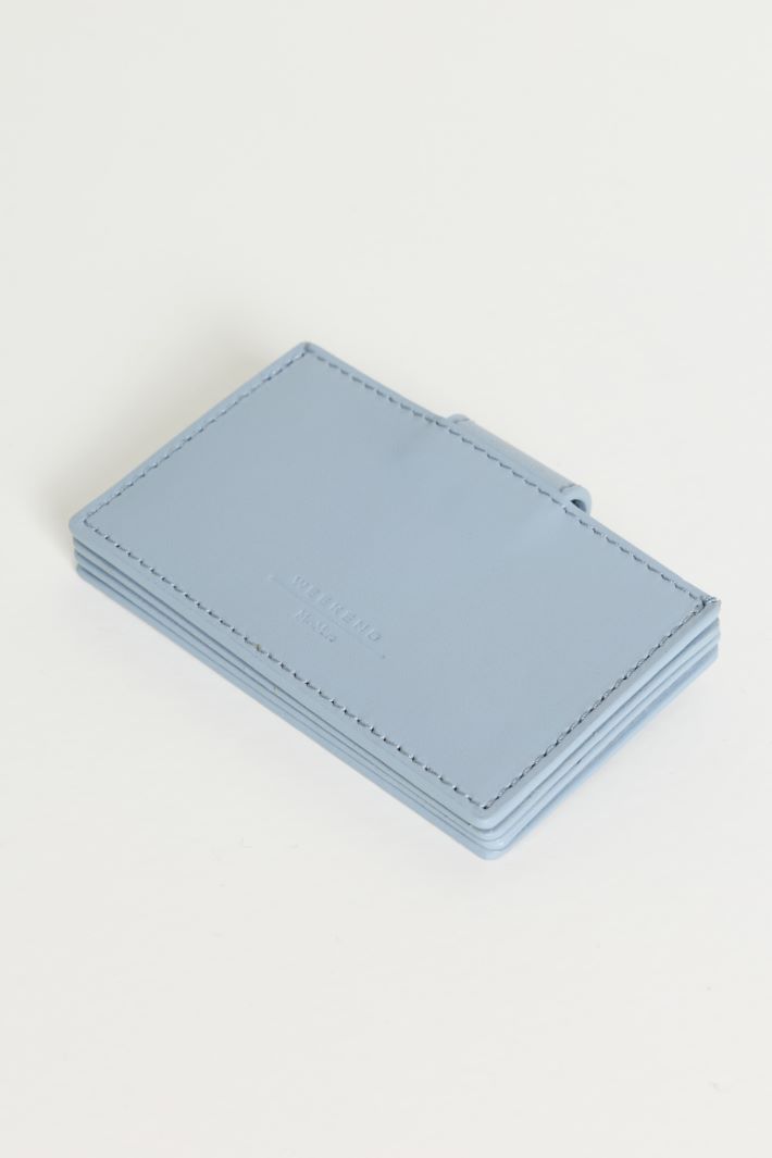 Smooth leather card holder - LIGHT BLUE - Intrend - 2