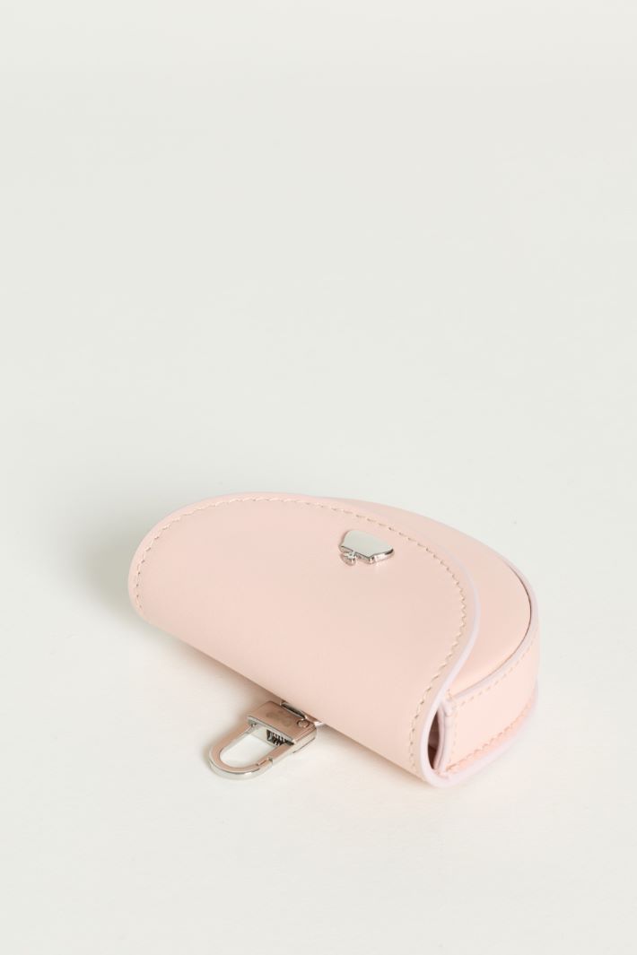 Round leather earbud pouch - PINK - Intrend - 2