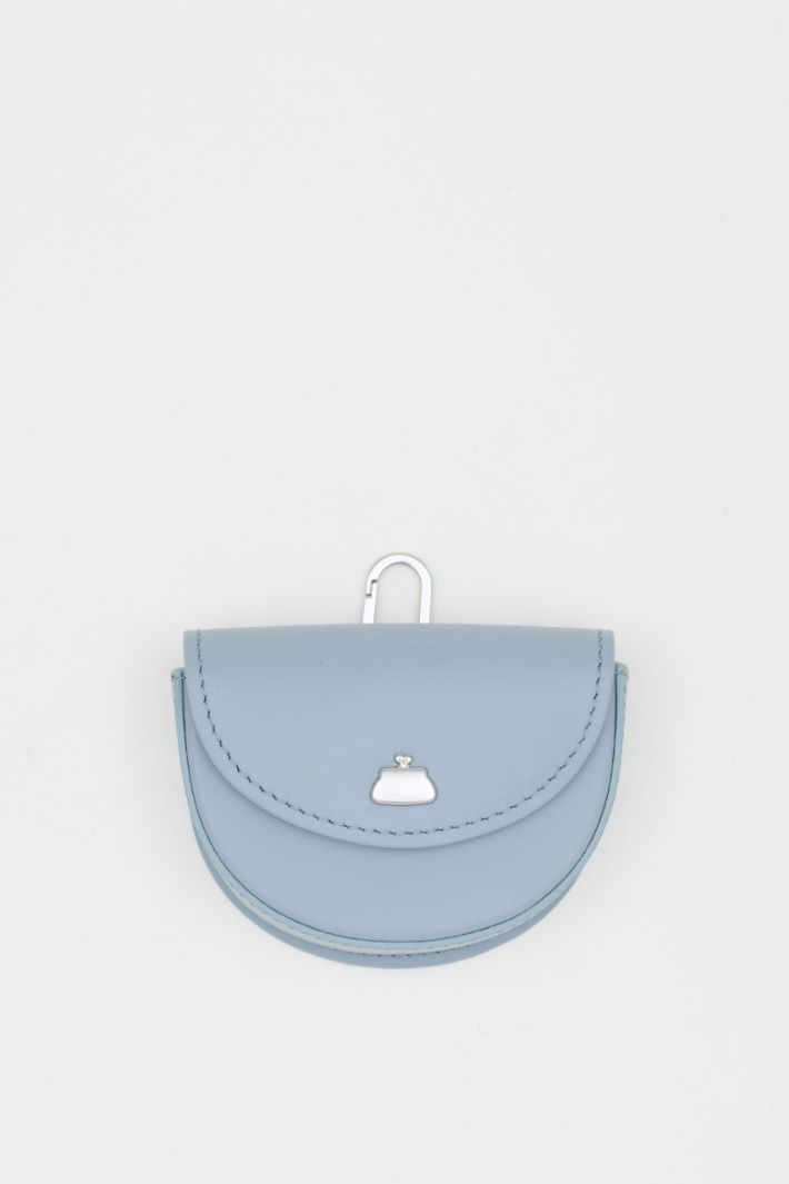 Round leather earbud pouch - LIGHT BLUE - Intrend