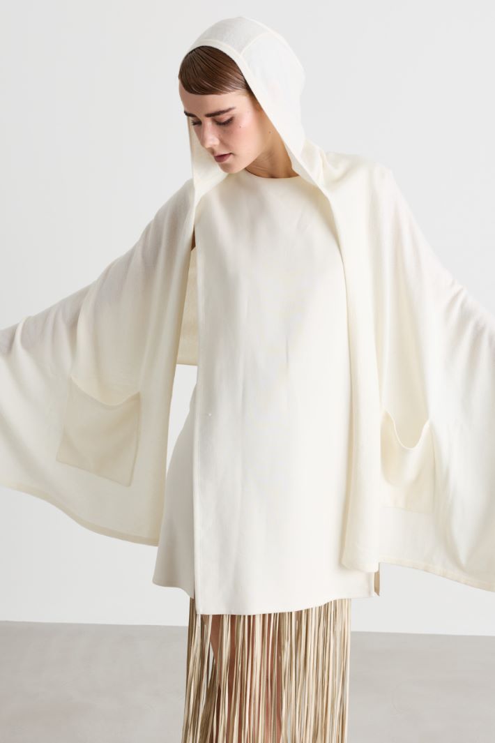 Hooded Cashmere Shawl - WHITE - Intrend - 4