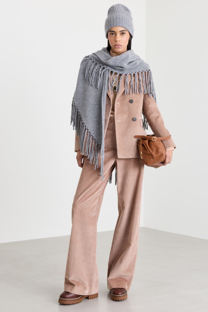 Fringed wool shawl - GREY - Intrend - 2