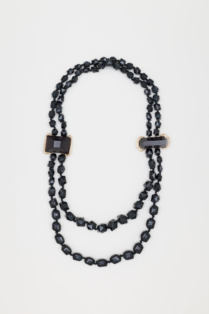 Collana in resina con pietre - NERO - Intrend