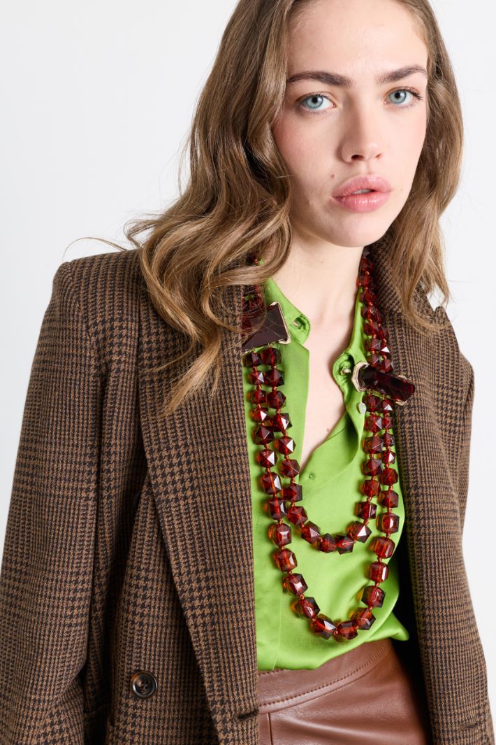 Resin and Stone Necklace - RED - Intrend - 3