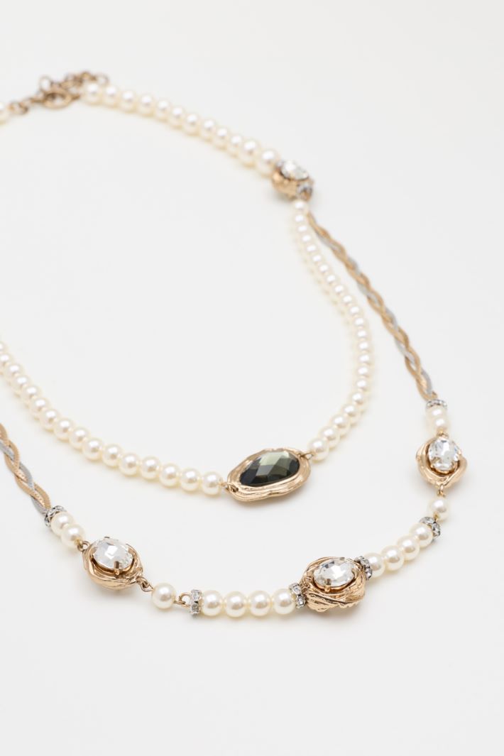 Perlenhalskette mit Kristallen - GOLD - Intrend - 2