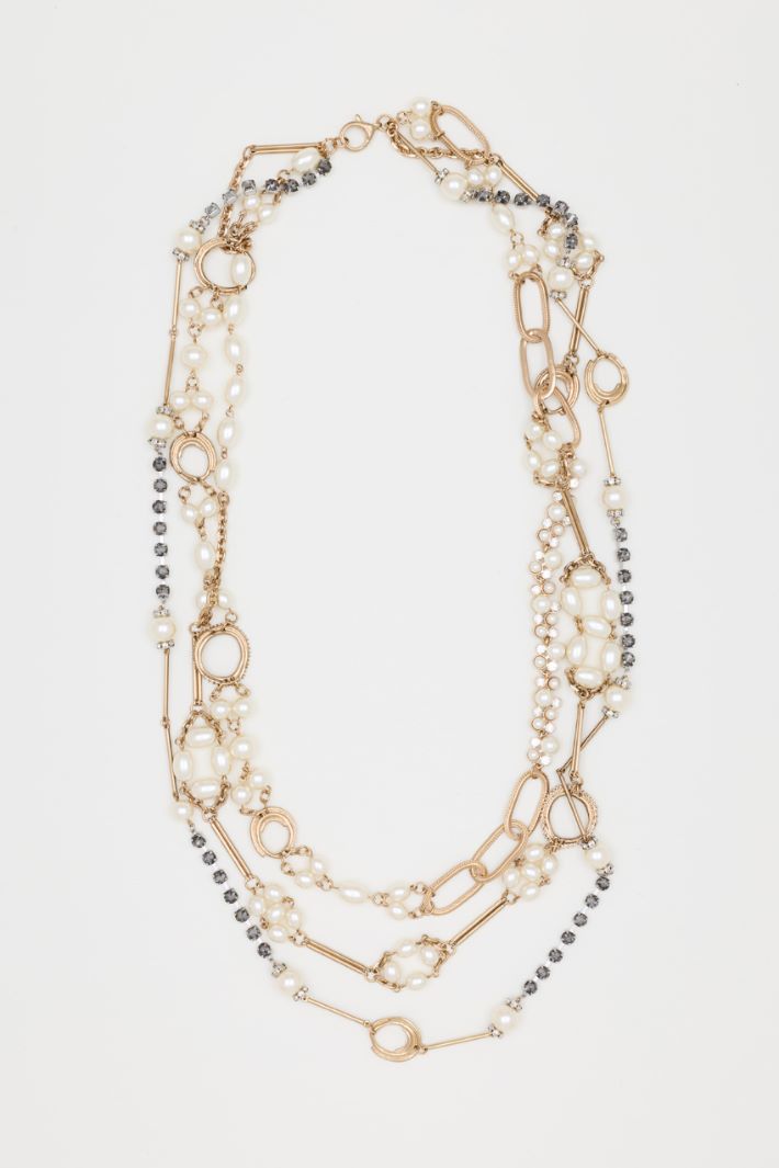 Mehrreihige Perlenkette - GOLD - Intrend