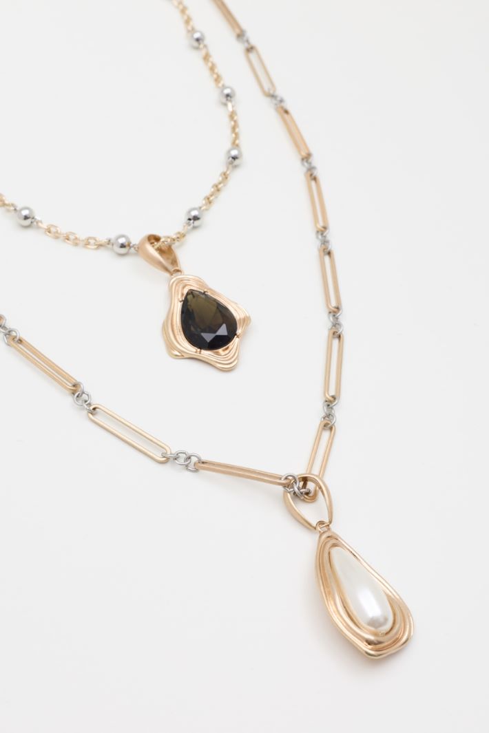 Resin Pendant Necklace - GOLD - Intrend - 2