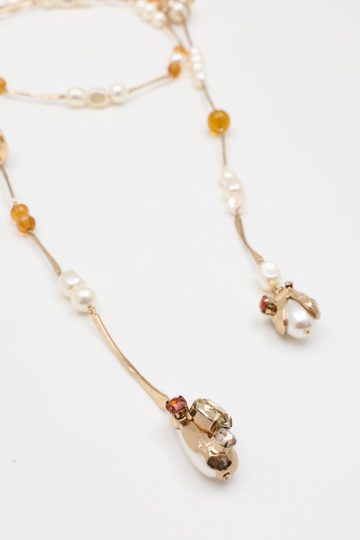 Lange Y-Kette mit Zierelementen - GOLD WEISS - Intrend - 2