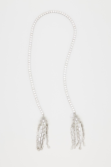 Rhinestone Tassel Necklace - Intrend