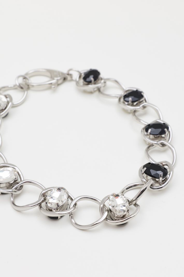 Chunky Rhinestone Choker - SILVER - Intrend - 2