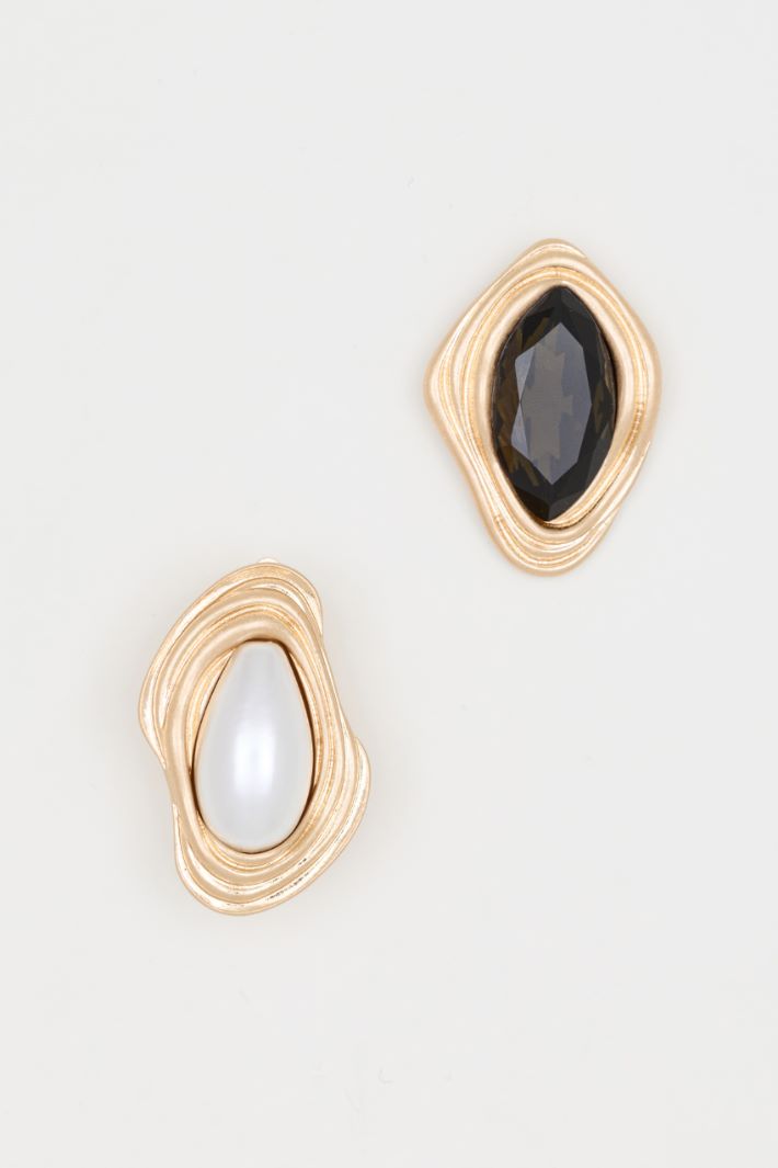 Pearl and Diamanté Earrings - GOLD - Intrend