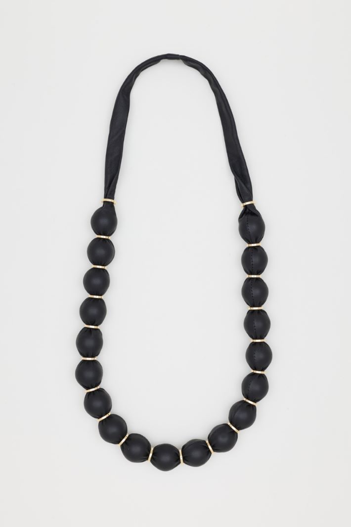 Leather Sphere Necklace - BLACK - Intrend