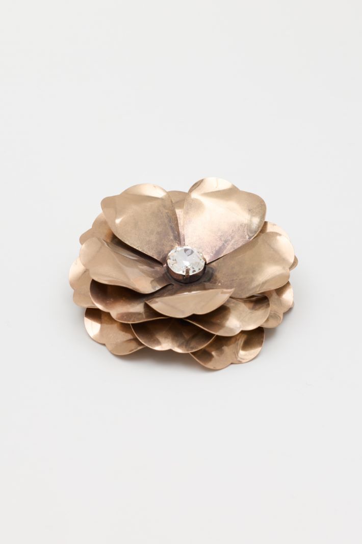 Metal Flower Brooch - GOLD - Intrend - 2