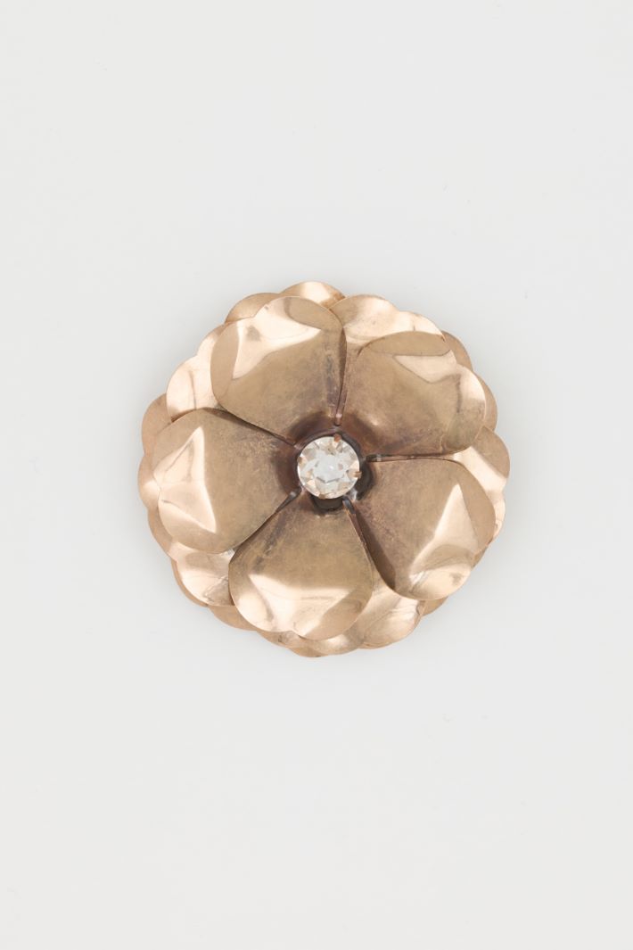 Metal Flower Brooch - GOLD - Intrend