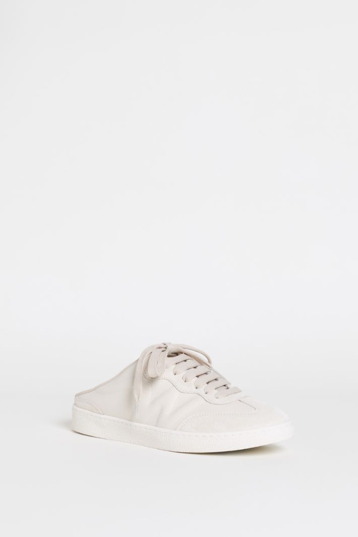 Leather mule trainers - WHITE - Intrend - 2