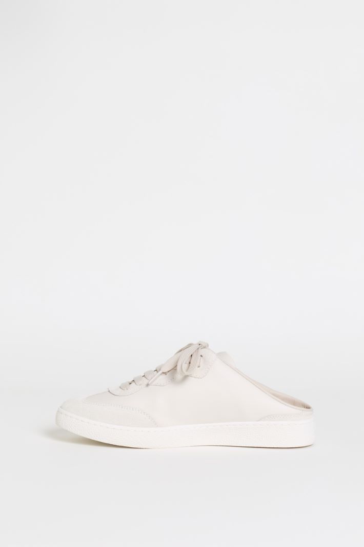 Leather mule trainers - WHITE - Intrend - 3