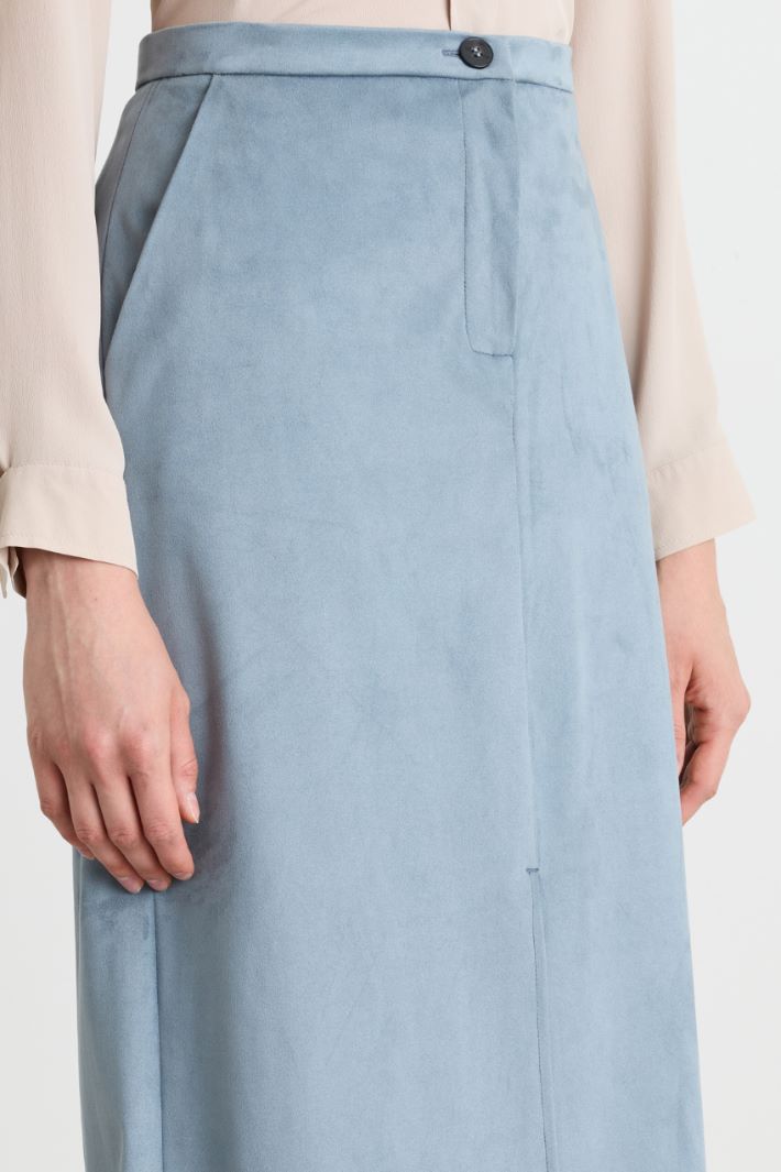 Straight-Fit Skirt with Central Slits - LIGHT BLUE - Intrend - 3