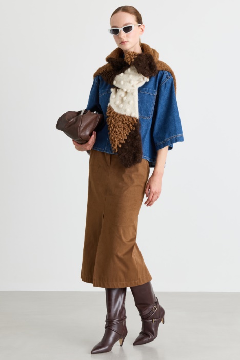 Straight-Fit Skirt with Central Slits - Intrend