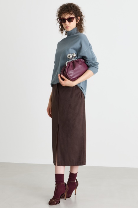 Straight-Fit Skirt with Central Slits - Intrend