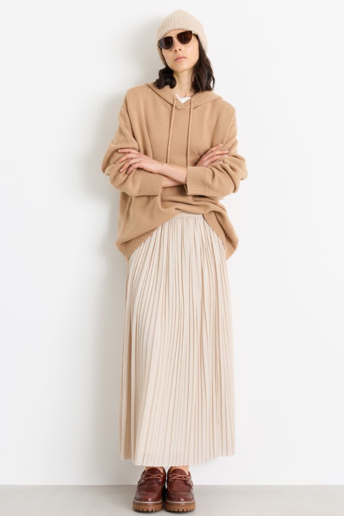 Crêpon jersey skirt - BEIGE - Intrend