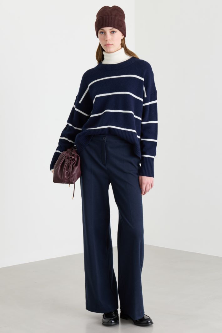 Pantalone in jersey di flanella - BLU - Intrend