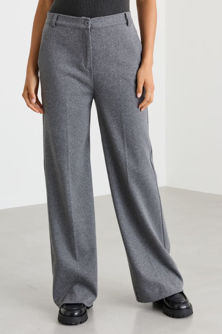 Pantalone in jersey di flanella - GRIGIO - Intrend - 2