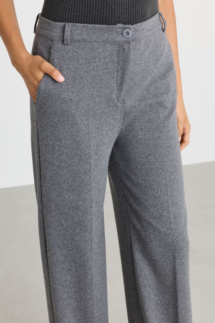 Pantalone in jersey di flanella - GRIGIO - Intrend - 3