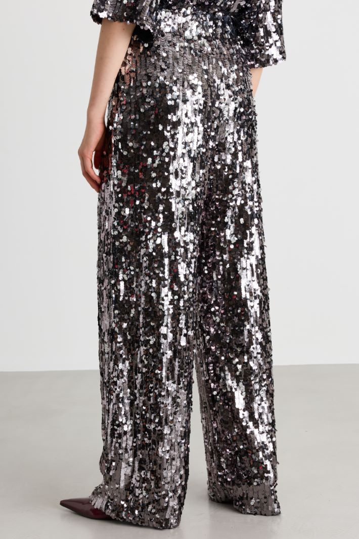 Sequinned tulle trousers - BLACK - Intrend - 4