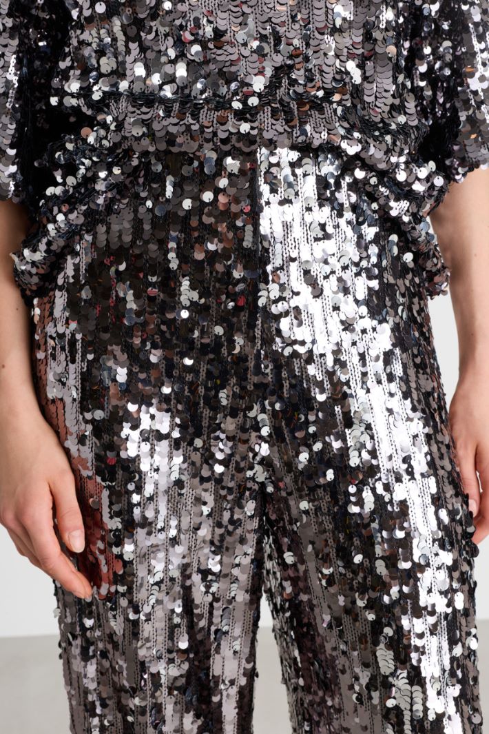 Sequinned tulle trousers - BLACK - Intrend - 3