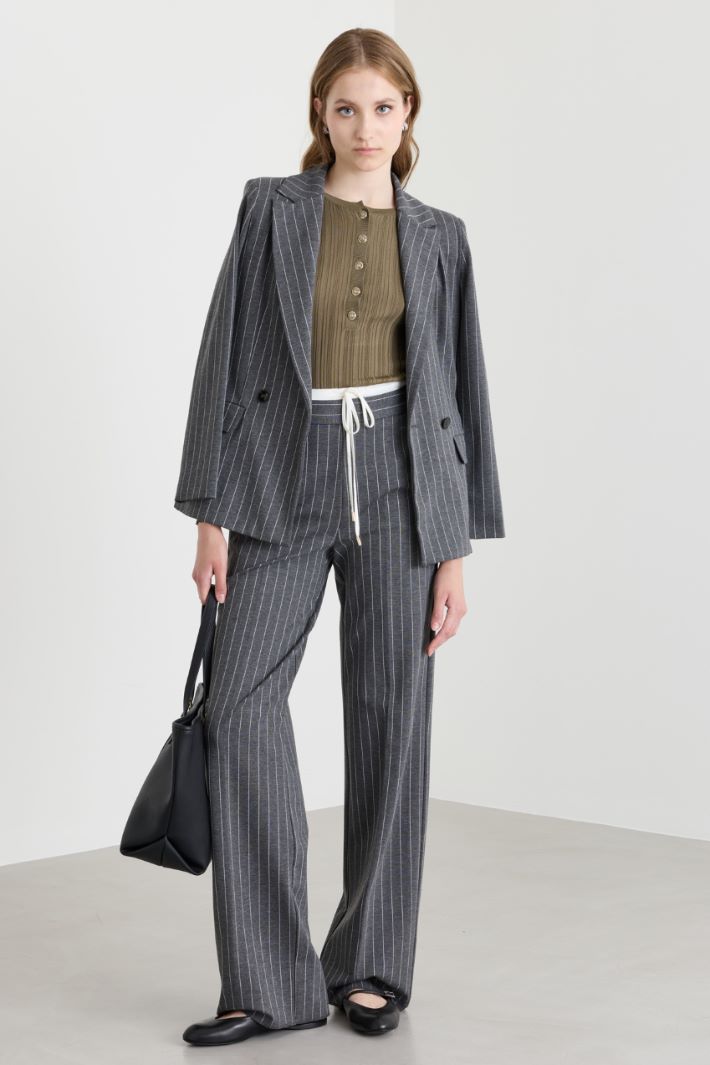 Pinstripe jersey trousers - GREY - Intrend