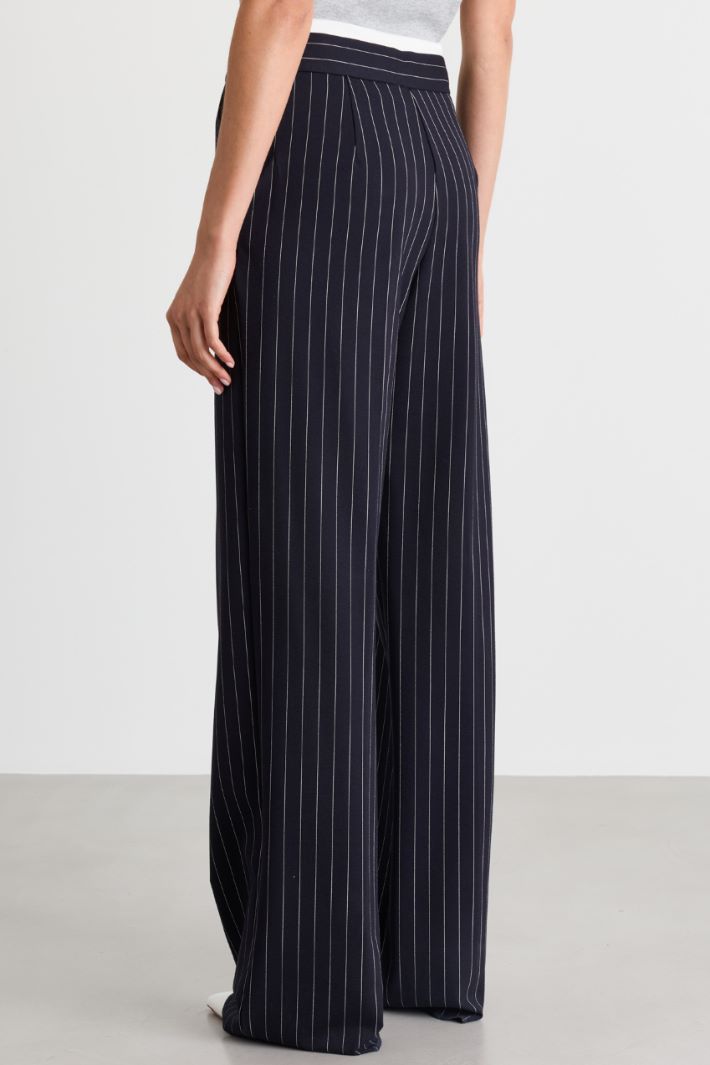 Pinstripe jersey trousers - BLUE - Intrend - 4