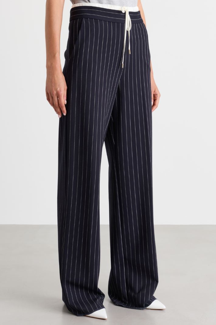 Pinstripe jersey trousers - BLUE - Intrend - 2