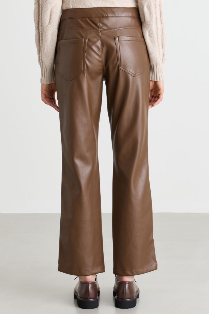Coated jersey trousers - BROWN - Intrend - 4