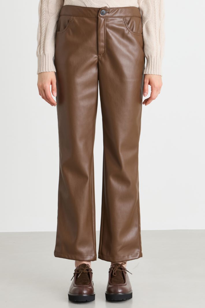 Coated jersey trousers - BROWN - Intrend - 2
