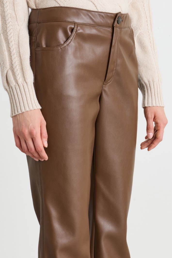 Coated jersey trousers - BROWN - Intrend - 3
