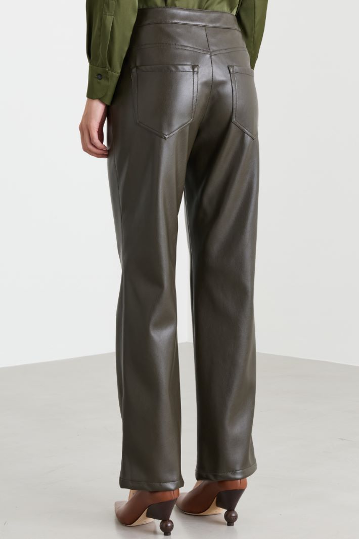 Coated jersey trousers - GREEN - Intrend - 4