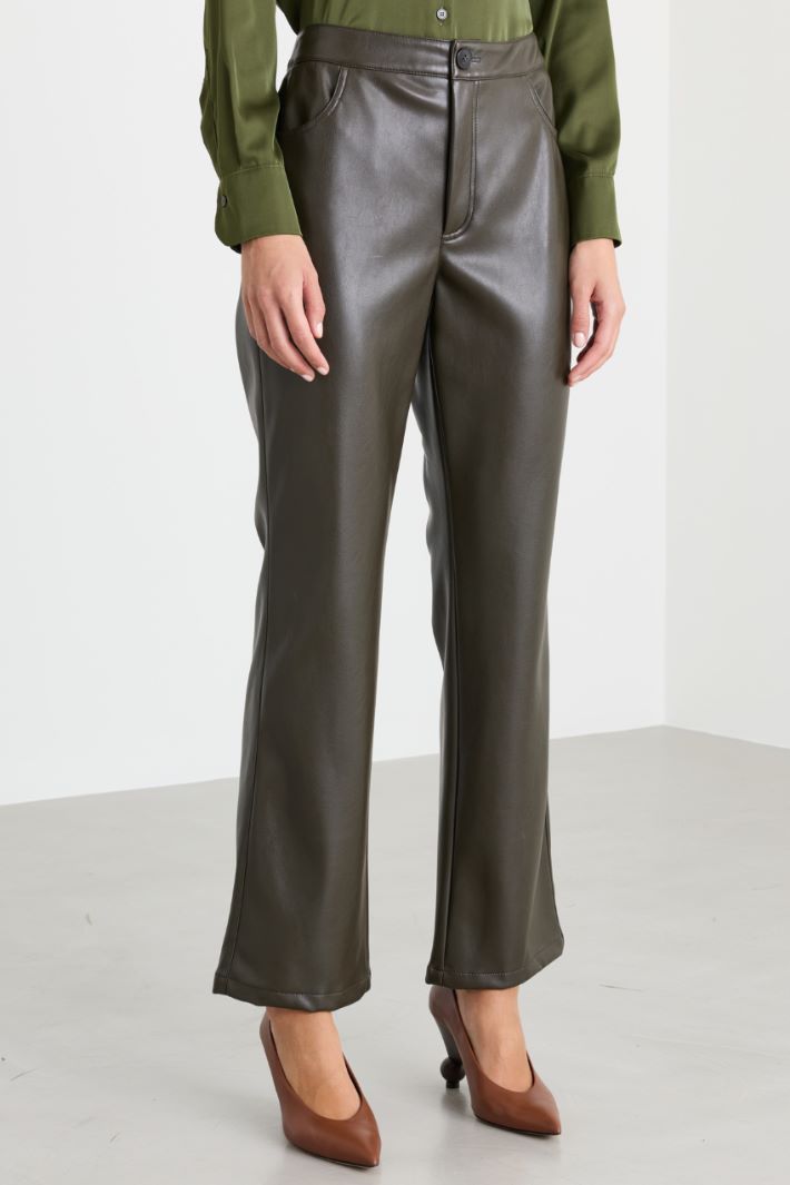Coated jersey trousers - GREEN - Intrend - 2