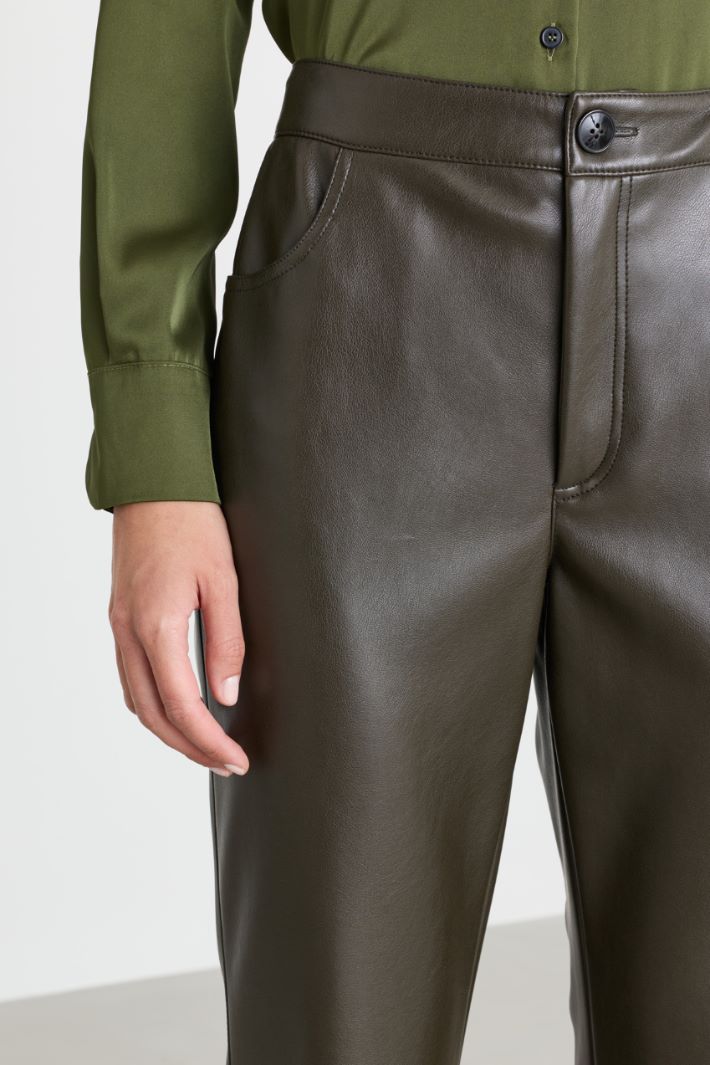 Coated jersey trousers - GREEN - Intrend - 3