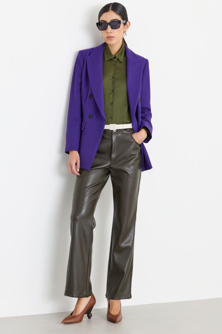 Coated jersey trousers - GREEN - Intrend