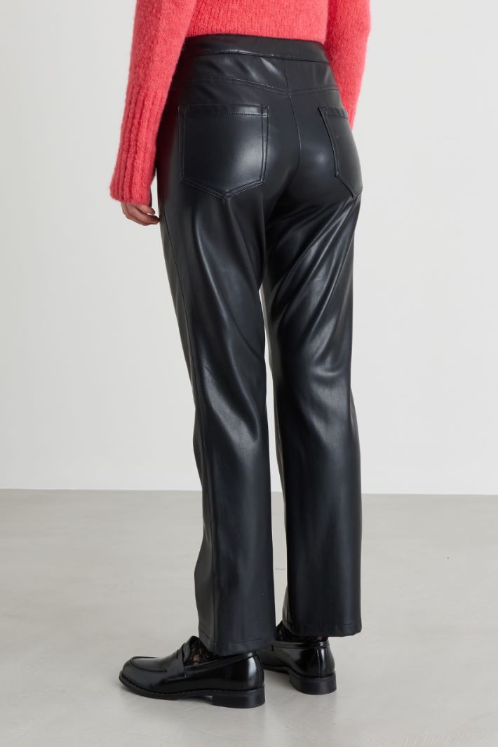 Coated jersey trousers - BLACK - Intrend - 4