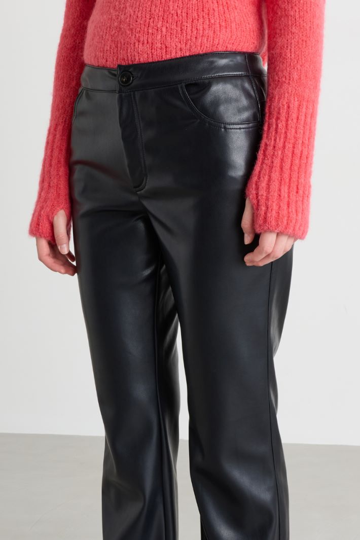 Coated jersey trousers - BLACK - Intrend - 3
