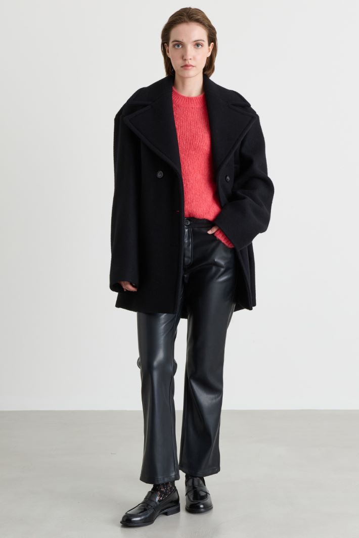 Coated jersey trousers - BLACK - Intrend