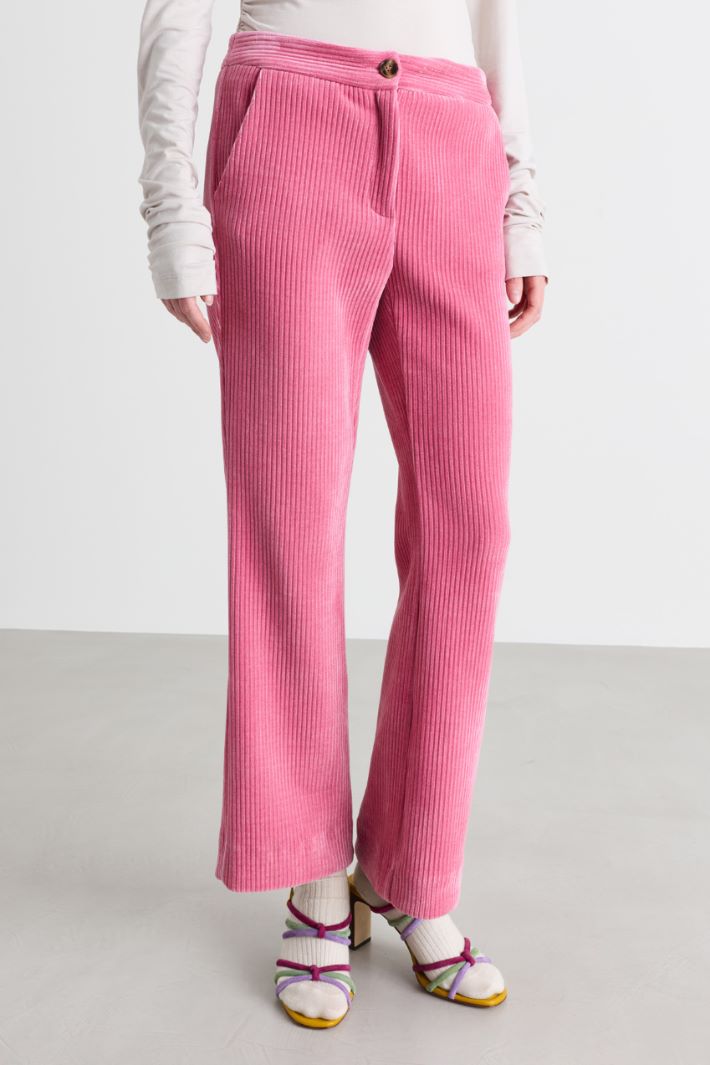Slim trousers in corduroy jersey - PINK - Intrend - 2