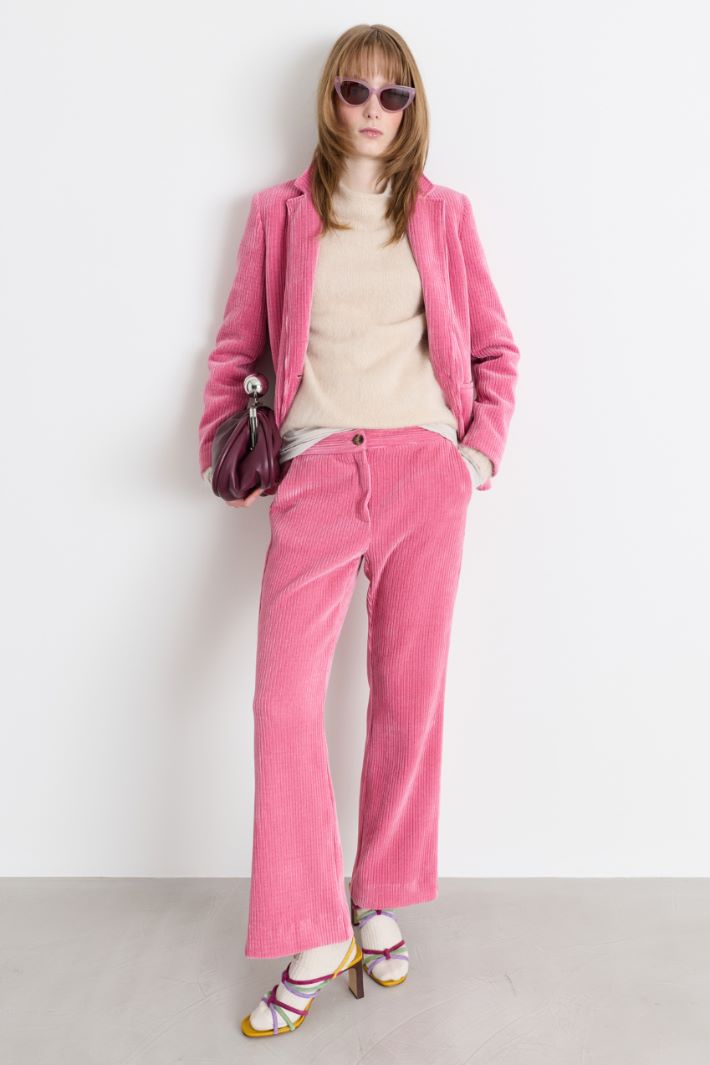 Slim trousers in corduroy jersey - PINK - Intrend