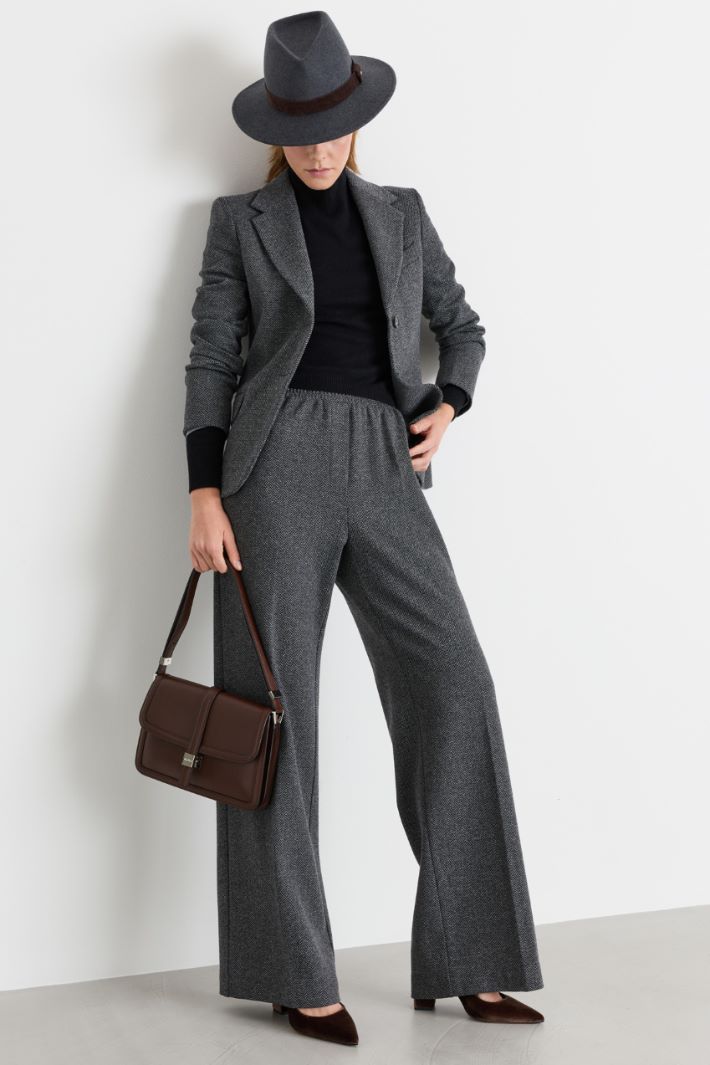 Jacquard jersey trousers - GREY - Intrend