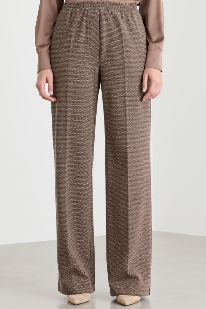 Pantalone in jersey jacquard - MARRONE - Intrend - 2