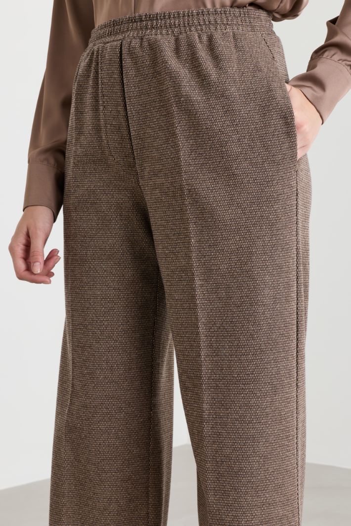 Pantalone in jersey jacquard - MARRONE - Intrend - 3
