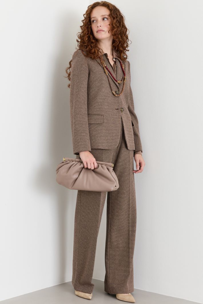 Pantalone in jersey jacquard - MARRONE - Intrend